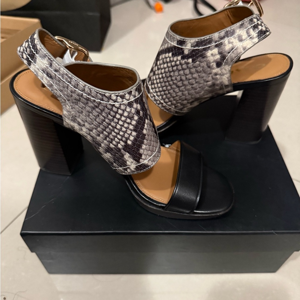 Coach Women's Black and Snake Pattern Sandals - Picture 2 of 7